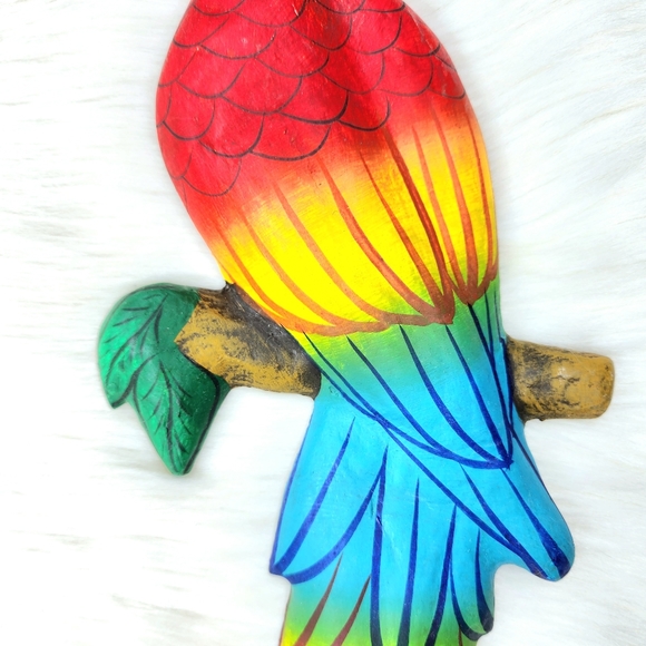 Vintage Mccaw Parrot Papier Mache Wall Hanging Hand Painted in Mexico - Picture 3 of 10